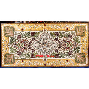 Mesa de comedor rectangular de mármol blanco indio de la mejor calidad, hecha a mano, con diseño floral incrustado, ideal para regalo empresarial. - Product Image 3