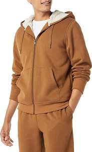Sudadera con Capucha y Cremallera para Hombre, Color Marrón, Felpa, Corte Regular, Estilo Casual, para Otoño - Product Image 4