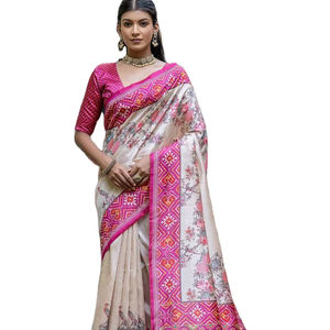 Tissu en soie Tussar doux, magnifiquement imprimé Patola, style culturel gujarati, Salwar Kameez tendance, magnifiquement conçu, pour les fêtes, Surat - Product Image 1