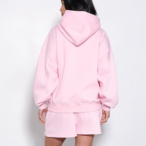 Custom DTF Womens Hoodie Shorts <b>Set</b> Polyester Cotton Casual Streetwear Personalized Print OEM <b>Lounge</b> Matching <b>Two</b> <b>Piece</b> <b>Set</b> - Product Image 2