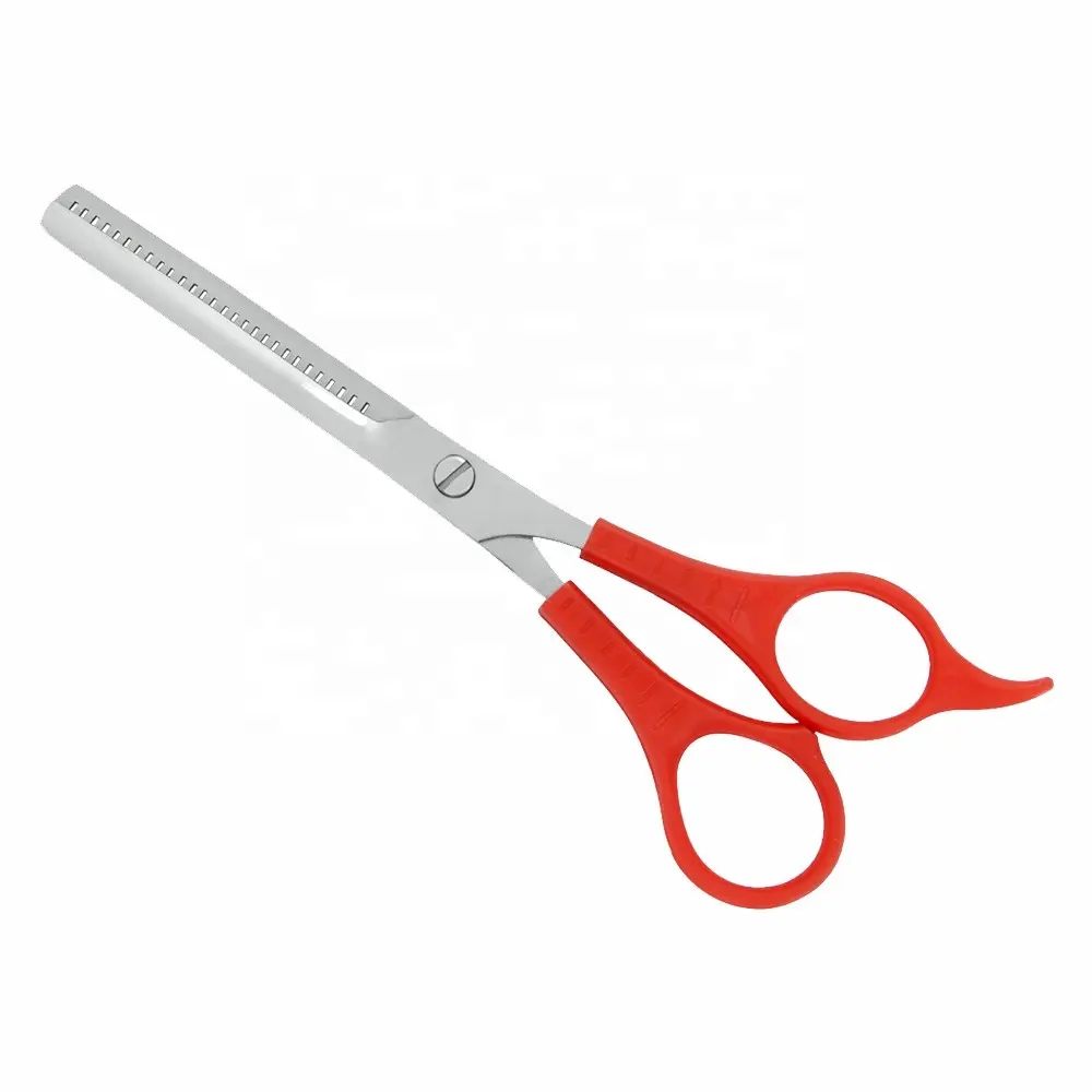 Professional Red Plastic Handle Thinning Scissors And Shears