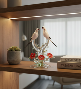 Tiny Glass World Parrot Couple Contemporary Glass <b>Crystal</b> Tabletop Vase <b>Set</b> of 2 for Office Decor - Product Image 2