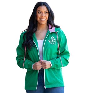 Chaqueta para todo tipo de clima AKA para mujer, color verde, con cremallera, con capucha, ligera, informal, elegante, para uso diario - Product Image 1