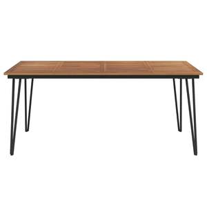 Table de jardin en bois d'acacia massif avec structure en métal thermolaqué marron et noir, mobilier d'extérieur - Product Image 3