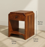 Vente flash - Table de chevet en bois massif de mangue de style antique rustique, artisanat indien avec peintures à la main pour meubles de chambre
