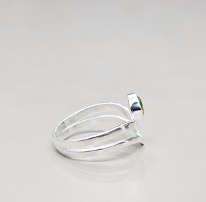 Two Layer 925 Sterling <b>Silver</b> <b>Ring</b> Chevron Style Round Peridot Engagement Band <b>Men</b> Women Custom Manufacturer - Product Image 3