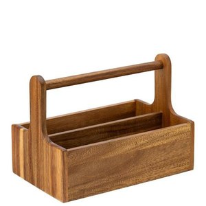 Handmade wood caddy rustic wooden organizer storage box <b>kitchen</b> utensil holder portable handle home <b>decor</b> <b>item</b> - Product Image 3