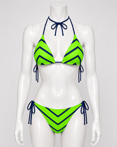 Custom Plus Size Women Bandeau Geometric Print Halter <b>Bikini</b> <b>Set</b> Tie Side <b>String</b> Front Stretch Polyester Breathable Two Piece - Product Image 1