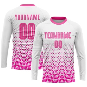 Custom Pink White Soccer Jersey Set Sleeveless V-neck Heat Transfer Printing Quick Dry Polyester Unisex Adult All Seasons - Product Image 2