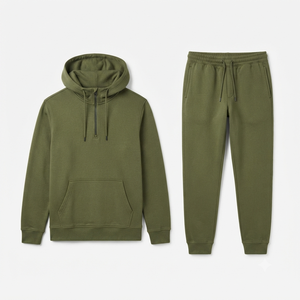 Conjunto Deportivo Casual para Hombre, Sudadera con Cierre de Cremallera y Pantalones Jogger, Color Verde Oliva, para Otoño - Product Image 3