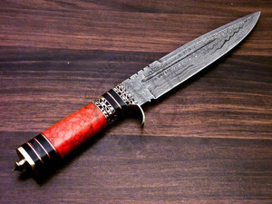 Couteau Bowie Damas 13 pouces, forgé à la main, à lame pleine, avec manche en corne et laiton, idéal pour la chasse, le meilleur couteau de collection, très tranchant, couteau de survie - Product Image 5