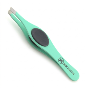 Juego de Pinzas para Cejas Inclinadas Profesionales KOUNAIN, Hechas a Mano, Modernas, Color Azul Cielo Brillante, Acero Inoxidable, Agarre de Silicona, Belleza - Product Image 1