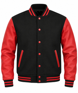 New Arrived 2026 100% Wool <b>Canvas</b> Varsity Jacket Men's Custom DTF Printed Front logo Heavyweight <b>Colour</b> Block Winter Jacket - Product Image 5