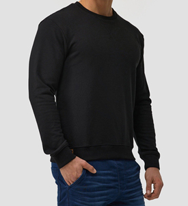 Sudadera Urbana de Dos Tonos en Negro Liso, Talla Grande, con Logotipo Bordado Personalizado, Sudadera de Felpa Francesa de Algodón para Hombre - Product Image 4