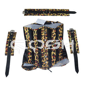 Fetish Cosplay Printed <b>Corset</b> With Choker and Handcuffs - Product Image 3