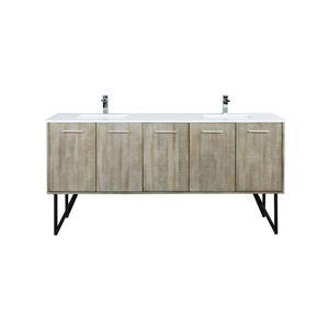 Acacia Rustica 72 Pollici Mobile bagno doppio 20 pollici Mobile da Bagno con Top in Quarzo Bianco e Set di Rubinetti Cromati - Product Image 1