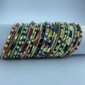 Custom Made Brass Bangles,cuffs and Bangle <b>Sets</b> Made From Resin Inlay & Embedded with <b>Coloured</b> Stones for Fashion Jewelry Stores - Product Image 1