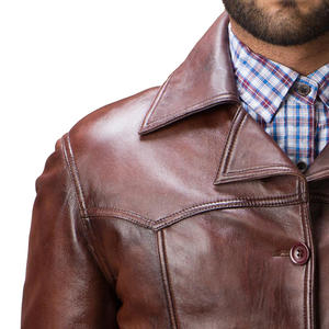 Veste en cuir et toile respirante imperméable de haute qualité, design personnalisé, col montant, mode décontractée d'hiver pour hommes - Product Image 3