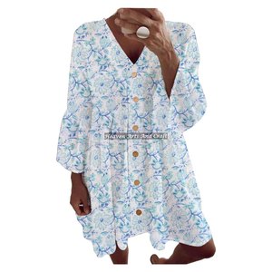 Vestido Bohemio con Estampado Floral para Primavera/Verano, Ropa Casual de Playa, Estilo Urbano, con Logotipo Estampado en la Espalda - Product Image 4