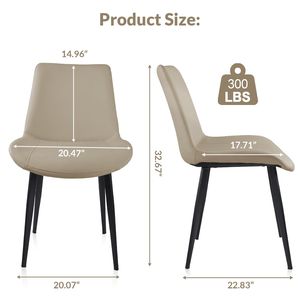 Set di 4 Sedie da Pranzo Moderne in Pelle PU Marrone Chiaro con Gambe in Metallo, Imbottite per Cucina, Ristorante, Soggiorno e Sala Riunioni - Product Image 3