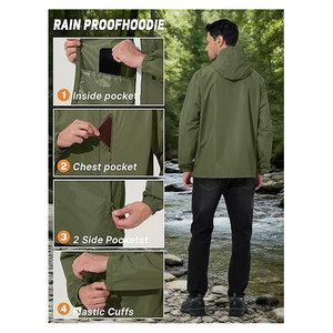 เสื้อแจ็คเก็ตปั่นจักรยานผู้ชาย กันน้ำ กันลม เสื้อกันฝน น้ำหนักเบา พับเก็บได้ มีฮู้ด สำหรับวิ่ง เดินป่า กิจกรรมกลางแจ้ง เสื้อกันลม เสื้อกันฝน - Product Image 5