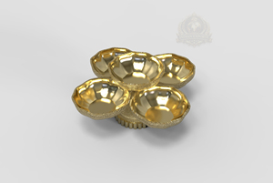 Corbeille à fruits Ramadan Palestine Luxe – Ensemble de 5 bols de service dorés, plateau de luxe à 5 compartiments, ensemble de service de fruits secs arabes, dattes Ramadan - Product Image 4