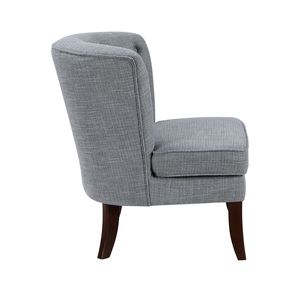 Poltrona Moderna Grigio Scuro con Rivestimento Trapuntato a Bottoni e Gambe in Legno Massello, Arredamento Classico per Soggiorno, 1 Pezzo - Product Image 5