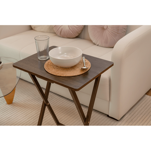 XL Oversized <b>Folding</b> Tray <b>Table</b> Set of 4 with Rack Rustic Espresso Dining <b>Tables</b> - Product Image 2