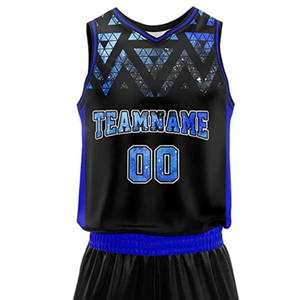 Conjunto de Uniforme de Baloncesto Sublimado Personalizado, Fabricante OEM, Venta al Por Mayor, Uniforme Deportivo Azul y Negro, Ropa Deportiva para Equipos - Product Image 3