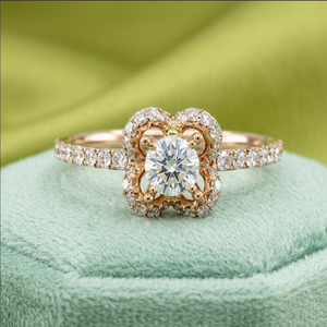 แหวนหมั้นแหวนเพชรแท้18K สีโรสโกลด์0.33cts ทรงครึ่งวงกลมสำหรับผู้หญิงจัดส่งจากฮ่องกง - Product Image 2