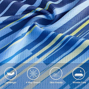 Men's Blue Short Sleeve Quick Dry Athletic T-<b>Shirt</b> Slim Fit O-Neck Knitted Sporty Geometric Pattern Workout Wear - Product Image 2
