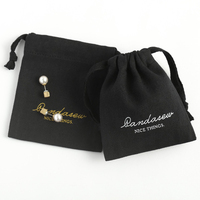Sac à cordon en coton sergé à chevrons personnalisé, pochette d'emballage cadeau pour bijoux et cosmétiques avec logo estampé à chaud pour bagues, rouges à lèvres, parfums