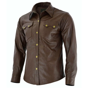 Camisa de Cuero para Hombre, Nuevo Estilo, Más Vendida, Personalizada, Manga Larga, Cuello Alto Informal, Alta Calidad y Precio Accesible - Product Image 5