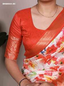 Meilleure collection de saris et chemisiers en soie Tussar avec bordure en viscose et imprimé floral – Dernière tenue indienne – Exportateur indien - Product Image 6