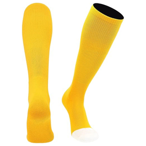 Chaussettes de football jaunes mi-hautes pour adultes, respirantes, en tricot de spandex et polyester, pour l'été, couleur unie - Product Image 1