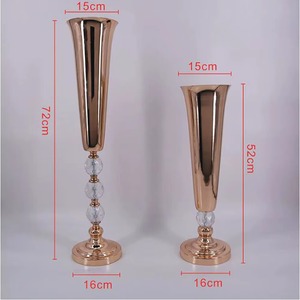 Jarrón de latón estilo Art Deco, centro de mesa de lujo con bolas de cristal, jarrón de boda de alta calidad, hermoso juego de jarrones de metal. - Product Image 6