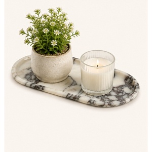 Plateau ovale en marbre poli, pierre naturelle, organisateur de salle de bain, présentoir pour parfums et bijoux, pour hôtel et décoration intérieure - Product Image 4