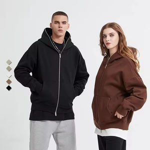 Sweat-shirt à capuche unisexe zippé, couleur unie, en polaire, décontracté, coupe classique, manches longues, pour adulte - Product Image 3