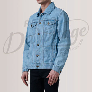 Custom <b>Men</b> <b>Light</b> Blue Denim <b>Jacket</b> Vintage Wash Slim Fit Cotton Jean <b>Jacket</b> Casual Button Up Streetwear Outerwear Coat - Product Image 4