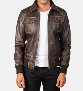 Blouson en cuir double face unisexe, automne-hiver, col montant, imperméable, coupe-vent, style motard, fermeture éclair, denim, style urbain - Product Image 1