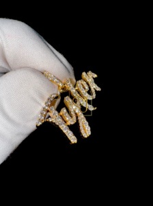 สร้อยคอพร้อมจี้อักษรตัวเขียวสีทอง10K ปรับแต่งได้จี้เพชรแท้ธรรมชาติและของขวัญที่มีเสน่ห์สำหรับเขา - Product Image 2