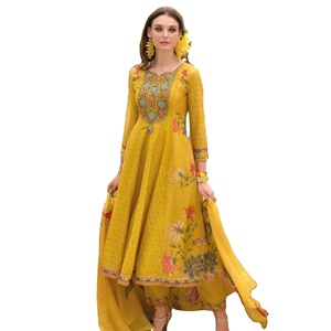 ด้ายออร์แกนซ่าชิกันคาริของแท้แขนและล่างออกแบบด้วยมือพิมพ์ลายดิจิตอลจากดีไซเนอร์ - Product Image 1