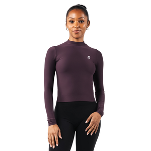 Camiseta de Manga Larga con Cuello Alto de Doble Capa para Mujer, Ajuste Elástico, Tela Suave, Ropa Deportiva para Uso Diario, Ropa de Gimnasio - Product Image 1
