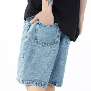 Manufacturer Custom 100% Cotton Casual Double Knee Distressed Vintage Acid Wash Baggy Rhinestone Jorts Denim <b>Jeans</b> Shorts <b>Men</b> - Product Image 6