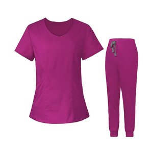 Tenues d'hôpital, uniformes d'infirmières, manches courtes, tricot en spandex, respirant, confortable, logo/taille/couleur personnalisés - Product Image 6