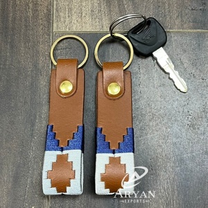 OEM ODM Stylish Tooled Genuine Leather Keychain Western Pattern Aztec Embroidery <b>Key</b> <b>Ring</b> Handmade Gift <b>Key</b> Holder For Men Women - Product Image 1