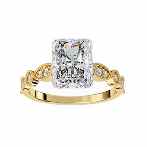3.00ct Radiant Cut E VVS Lab Grown Diamond IGI Certified 18K Solid Yellow Gold Trendy <b>Solitaire</b> Engagement <b>Ring</b> - Product Image 1