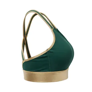Soutien-gorge de sport Amkoor pour femme, vert olive, dos nageur, sans armatures, bonnet complet, en Spandex et Polyester, extensible dans les quatre sens, tricoté, séchage rapide - Product Image 4
