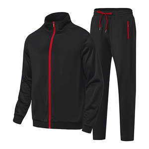 ชุดวอร์มผู้ชายแบบ 2 ชิ้น ชุดวิ่งออกกำลังกายแบบซิปเต็มตัว ชุดสเวตสูทสำหรับผู้ชาย ชุดวอร์มกีฬาเนื้อผ้ามันวาว น้ำหนักเบา ระบายอากาศได้ดี - Product Image 1