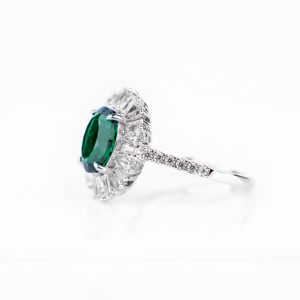 Luxury Womens 18K Solid <b>Gold</b> Emerald Cut <b>Cocktail</b> <b>Ring</b> Diamond Baguette Flower Halo Statement Fine Jewelry Gift for Her - Product Image 2